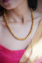 ORO-  Premium 1 Gram Gold Plated Textured Globe Mala Necklace | Micro Plated Traditional Crown Bead Haram Long Chain