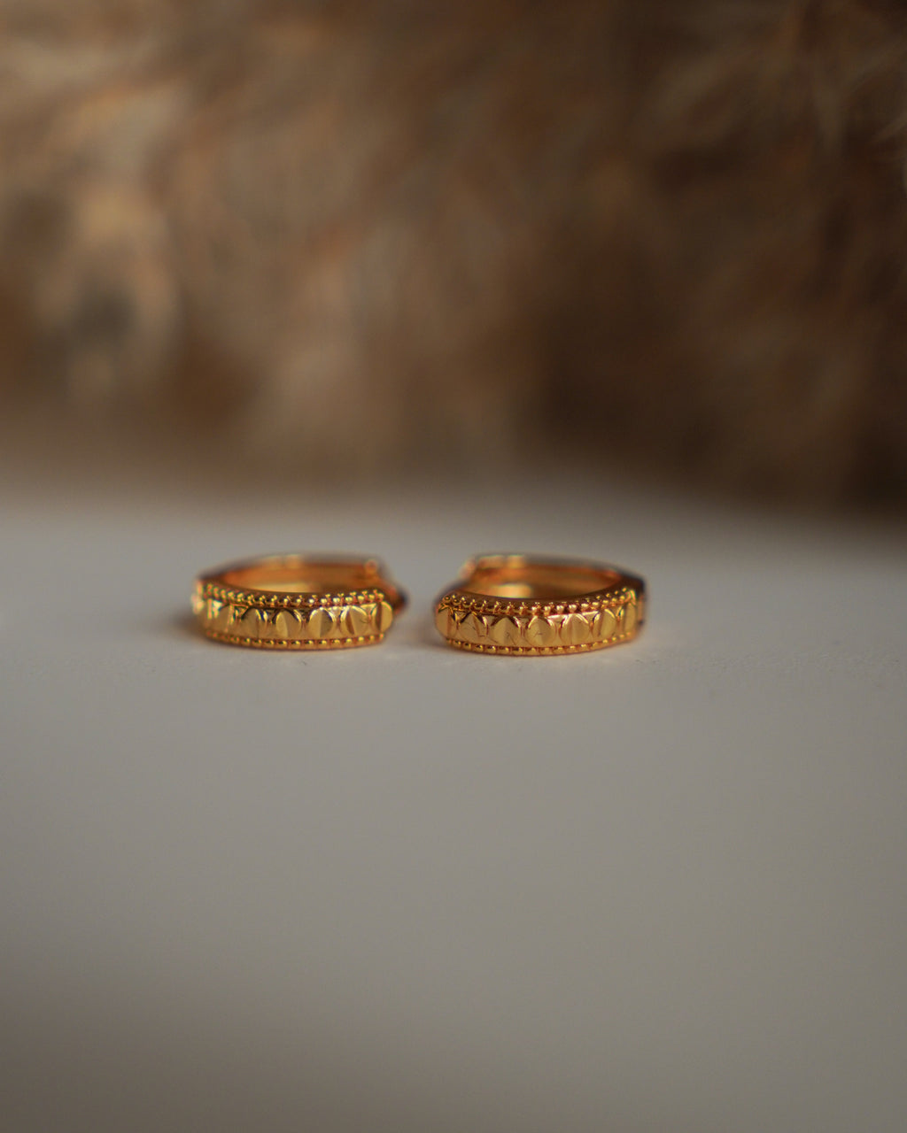 FLORA- Vintage Textured Mini Hoop Earrings