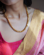 ORO-  Premium 1 Gram Gold Plated Textured Globe Mala Necklace | Micro Plated Traditional Crown Bead Haram Long Chain