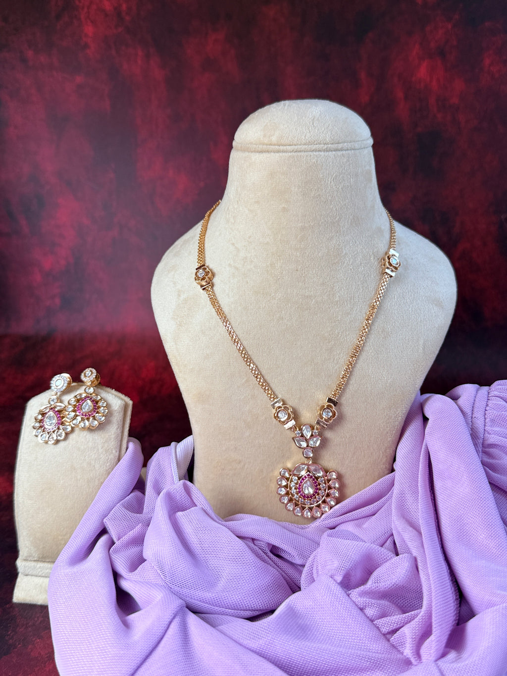 ROOP- Flower Pendant Polki Necklace