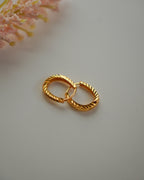 FLORA-Diamond Cut Gold Hoop Earrings for Women | Textured Lightweight Everyday Hoops