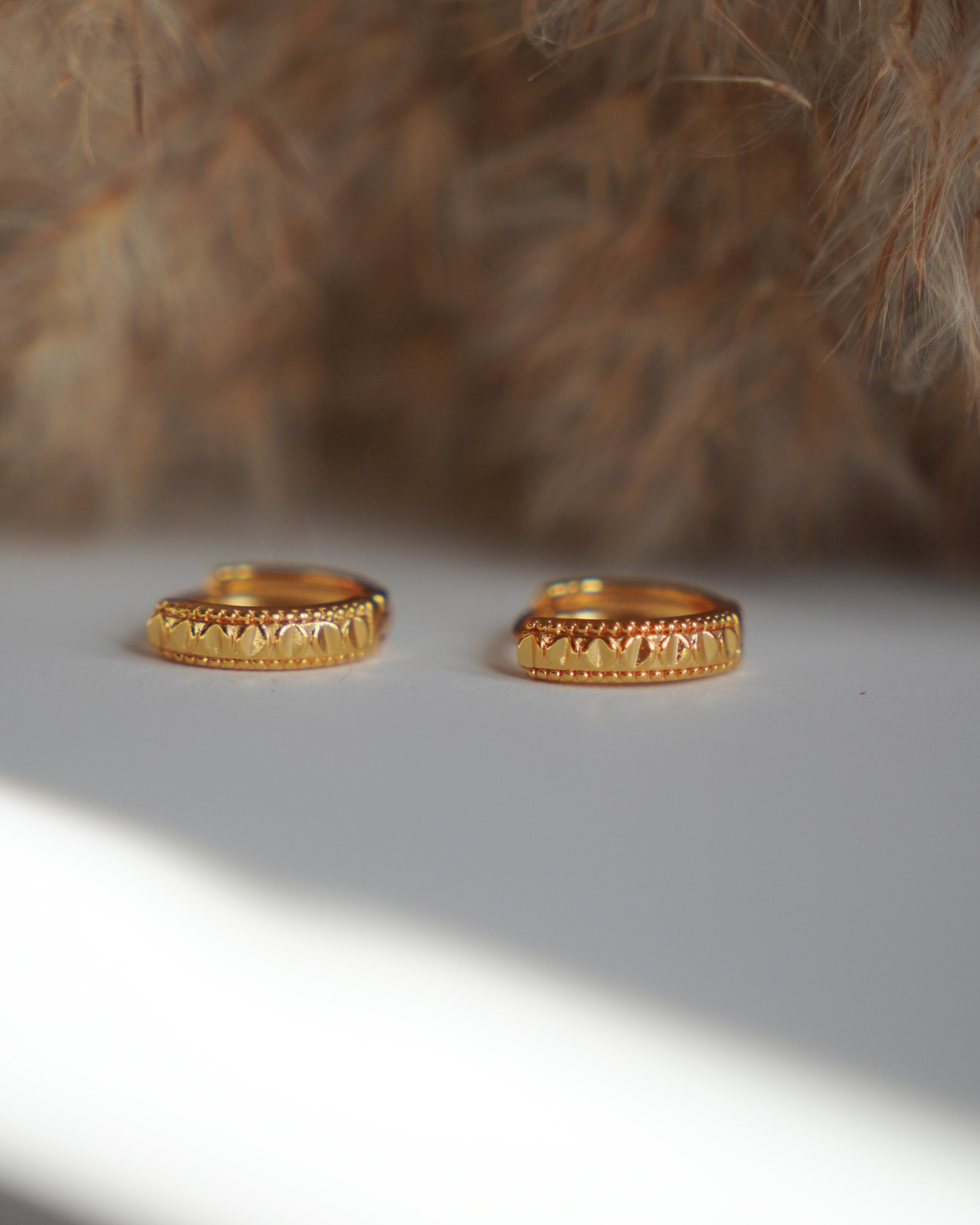 FLORA- Vintage Textured Mini Hoop Earrings