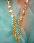 ORO- Flora Heart Motif Gold Plated Necklace & Earrings Set