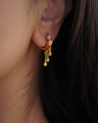 FLORA- Gold Dangle Hoop Earrings with Zircon Drops | Multi-Wear Hoop & Ear Cuff Style