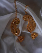 ORO-  Traditional Paisley Ear Cuffs with Jhumka | Premium Micro Plated Mango Kaan Chain Earrings