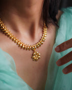 ORO- Gold Plated Jasmine Bud Necklace Set | Premium Micro Plated Floral Pendant and Studs Set
