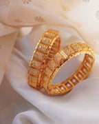 ORO- Structural Heritage Kada Set – 1gm Gold Plated Intricate Geometric Net Work Bangles set of 2
