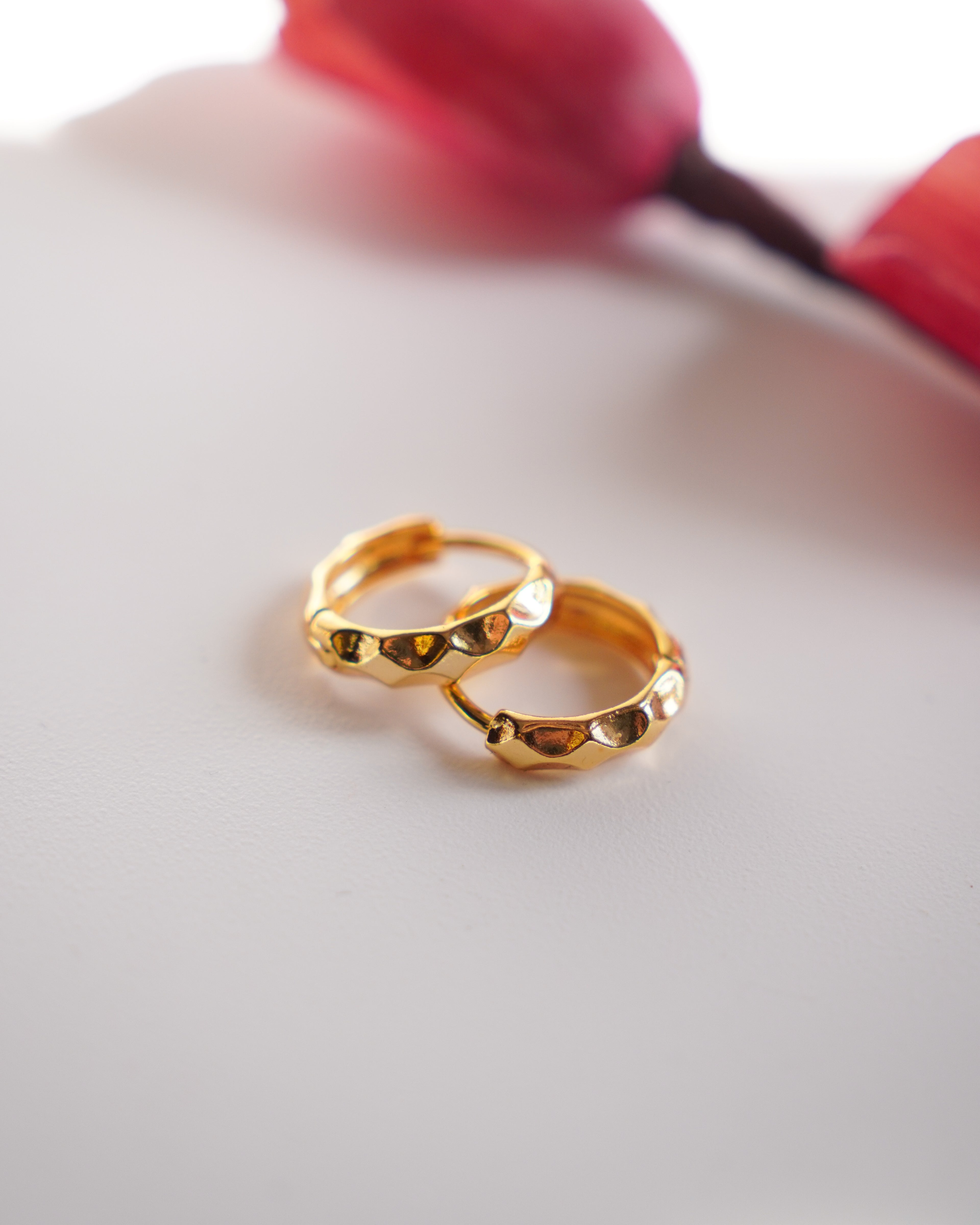 FLORA- Faceted Gold Huggie Hoop Earrings