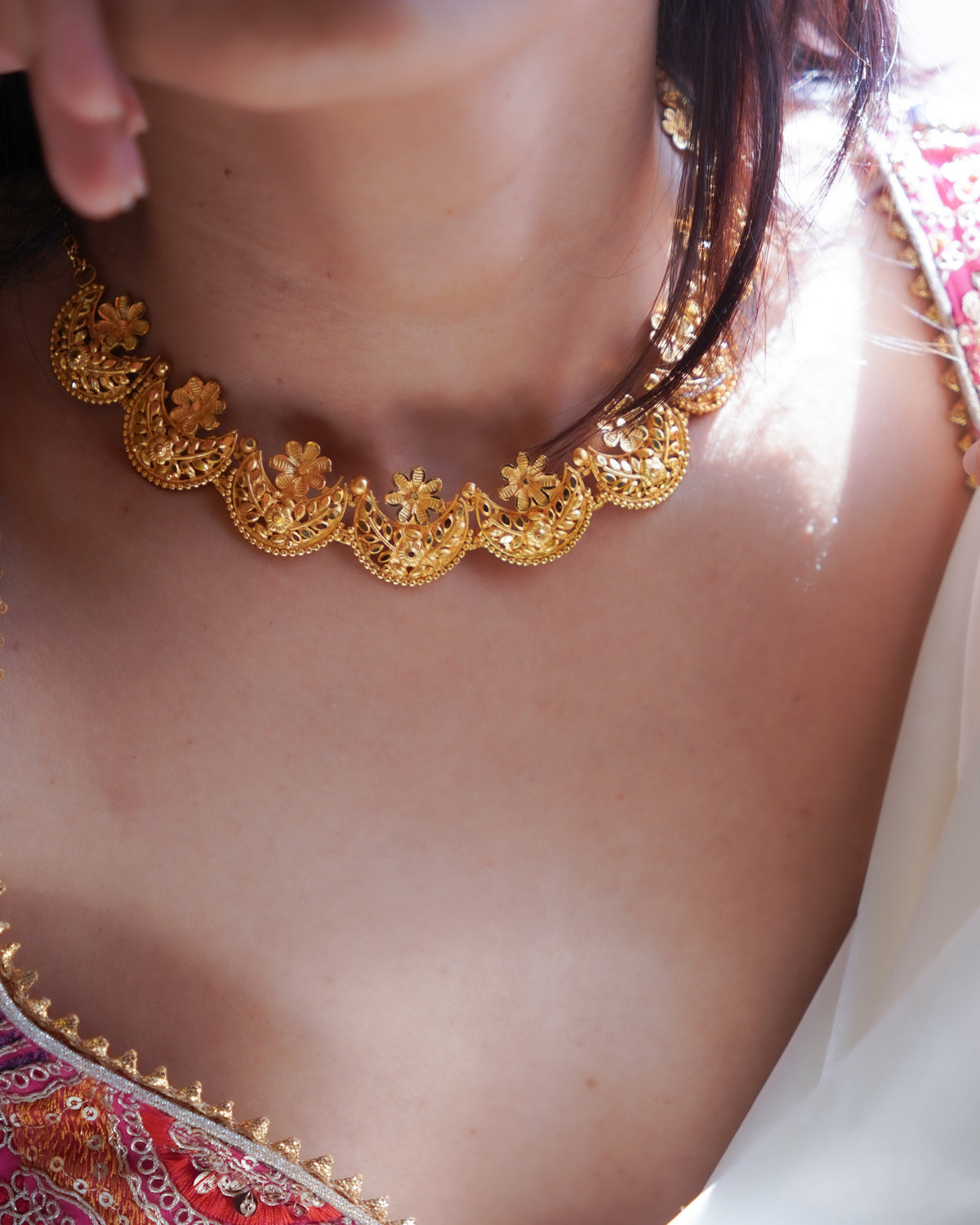ORO- Chand Tara Gold Necklace set Premium 1 gm Gold Plated