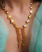 ORO- Flora Heart Motif Gold Plated Necklace & Earrings Set