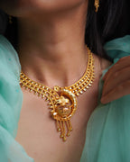 ORO- Traditional 1 Gram Gold Purnakumbha Necklace Set with Matching Drop Earrings | Premium Micro Plated Temple Jewellery