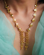ORO- Flora Heart Motif Gold Plated Necklace & Earrings Set