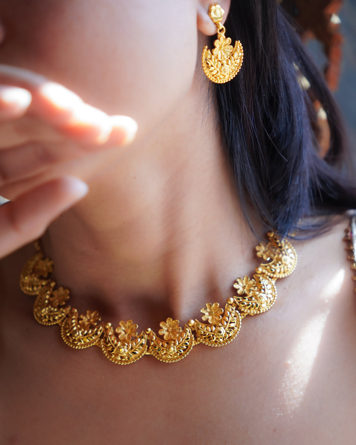 ORO- Chand Tara Gold Necklace set Premium 1 gm Gold Plated