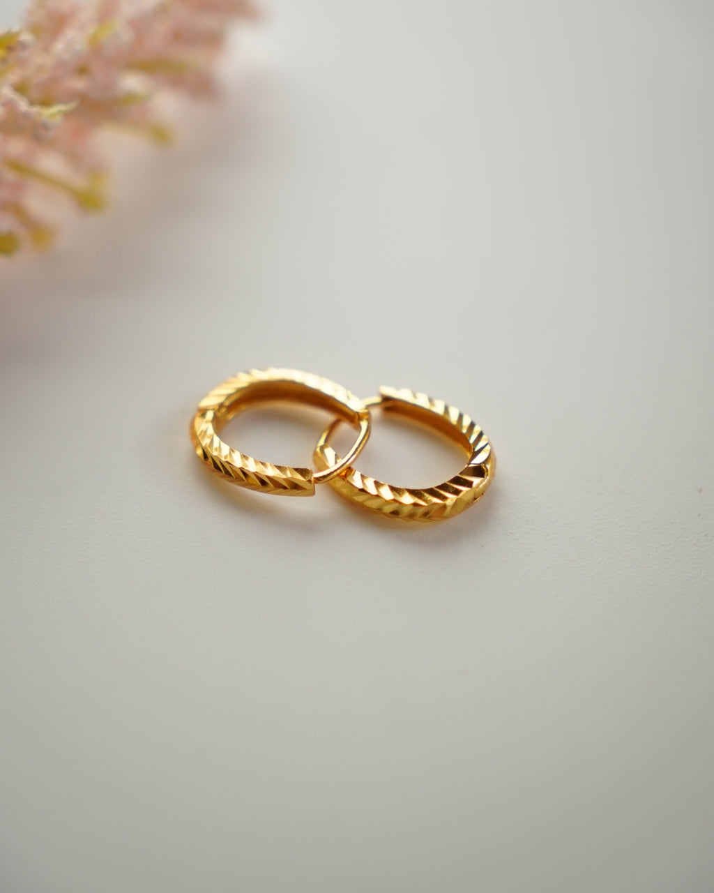 FLORA-Diamond Cut Gold Hoop Earrings for Women | Textured Lightweight Everyday Hoops