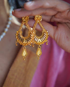 ORO- Royal Sunburst & Pearl Long Mala Set – 1gm Gold Plated Traditional Crescent Festive Necklace