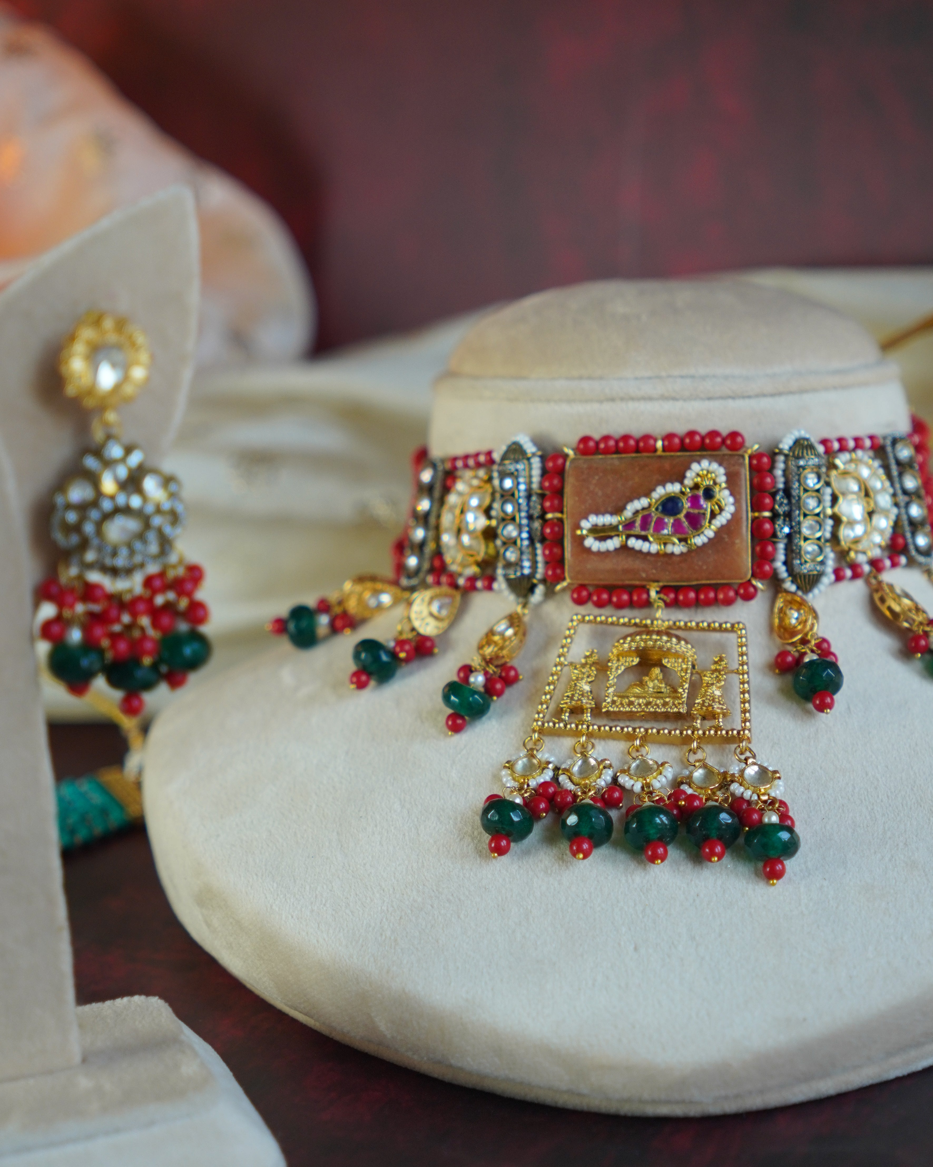 ROOP- Bride and Wedding Palki Stonework Kundan Choker Set