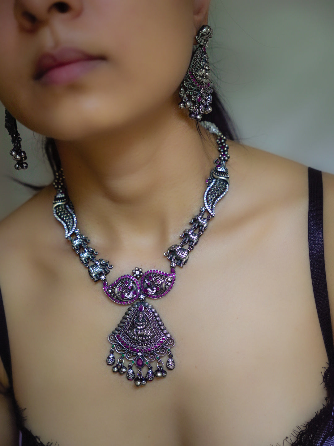Anassa- Rani colour Lotus Devi Long Necklace Set