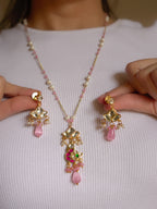 ZIKHIN-Long Multi Colour Jadau Kundan Necklace Set