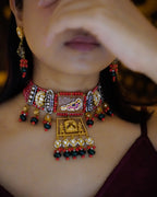 ZIKHIN- Beautiful Palki Stonework Kundan Choker Set