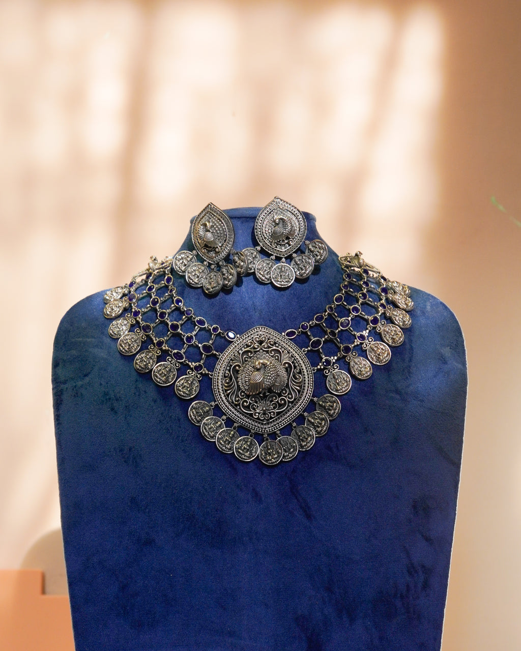 Anassa- Peacock Devi Coin Necklace Set
