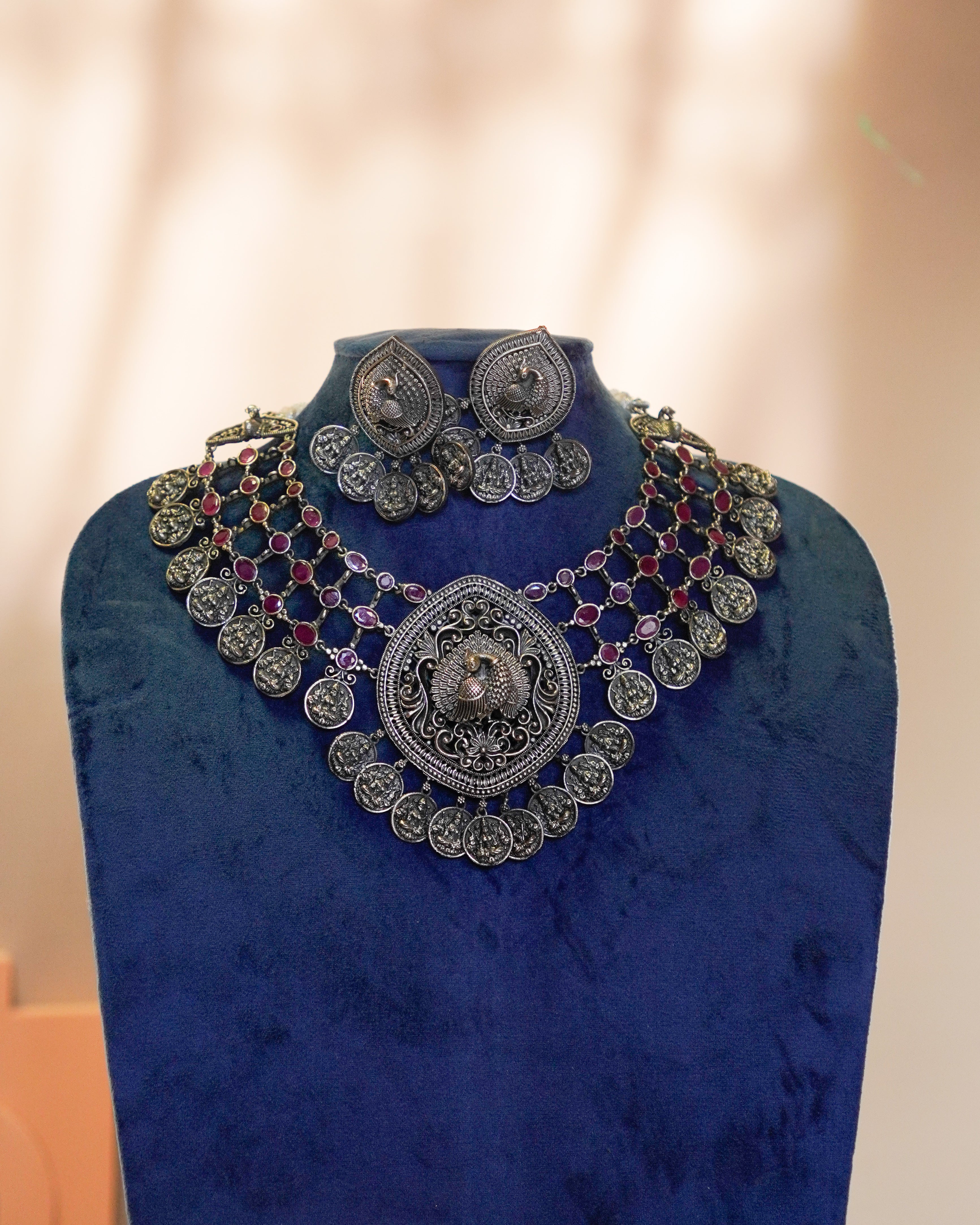 Anassa- Peacock Devi Coin Necklace Set