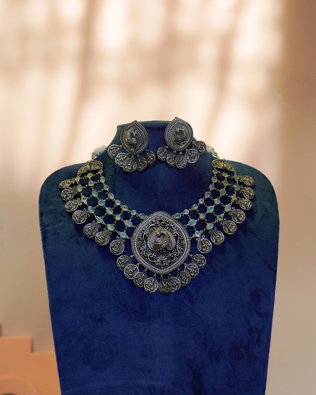Anassa- Peacock Devi Coin Necklace Set