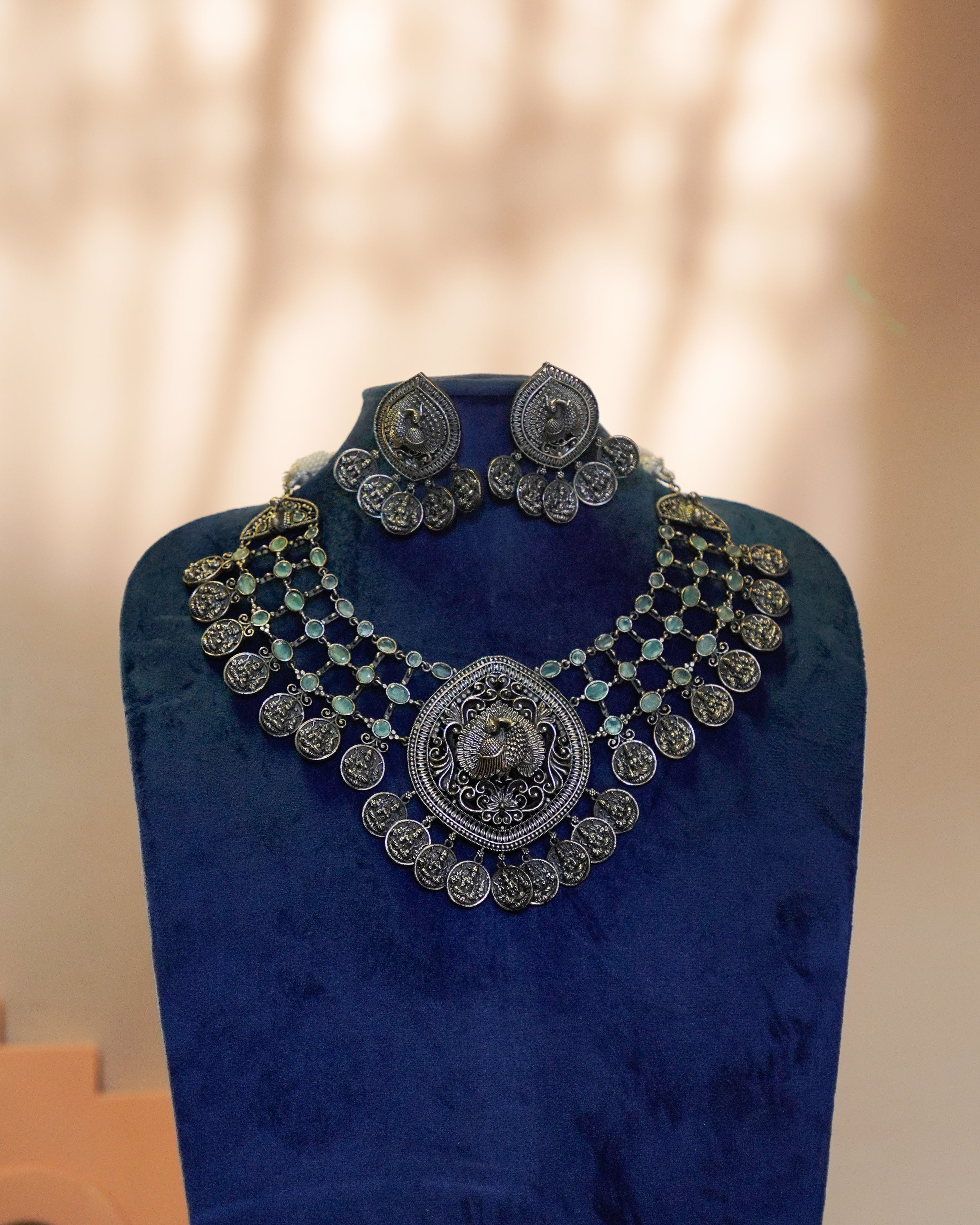 Anassa- Peacock Devi Coin Necklace Set