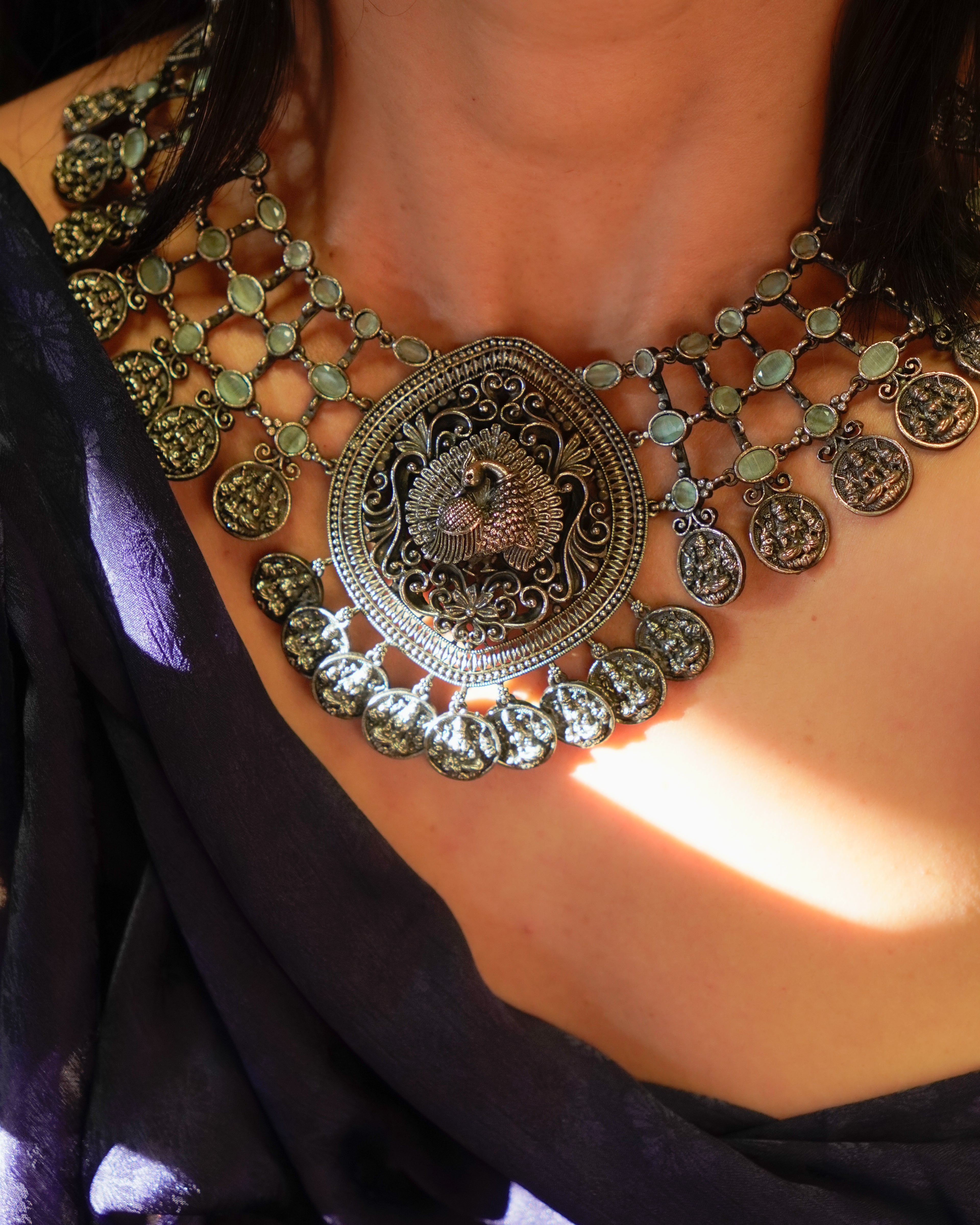 Anassa- Peacock Devi Coin Necklace Set