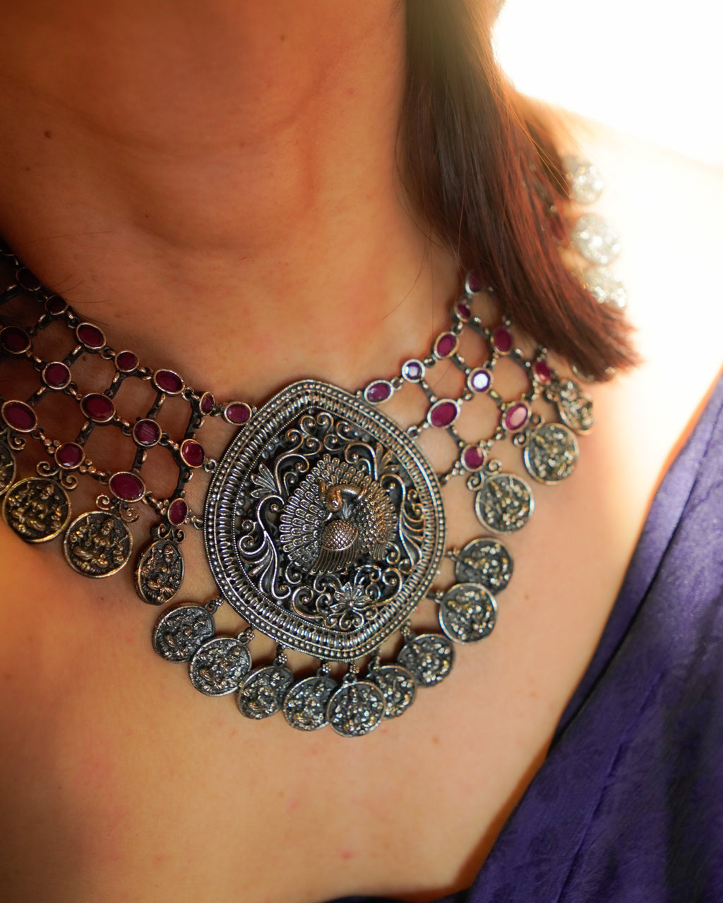 Anassa- Peacock Devi Coin Necklace Set