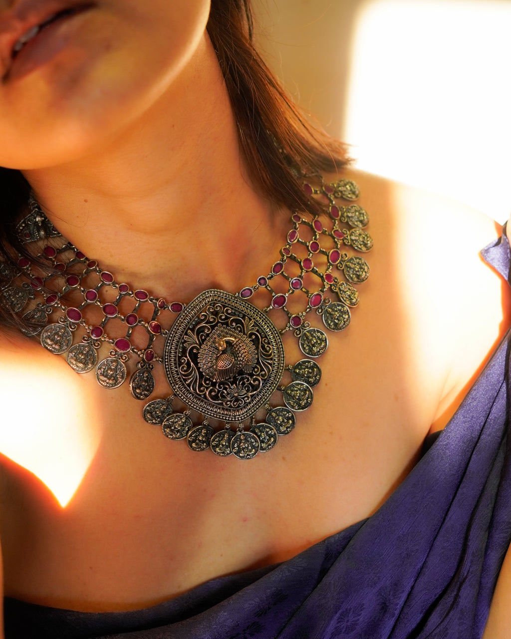 Anassa- Peacock Devi Coin Necklace Set