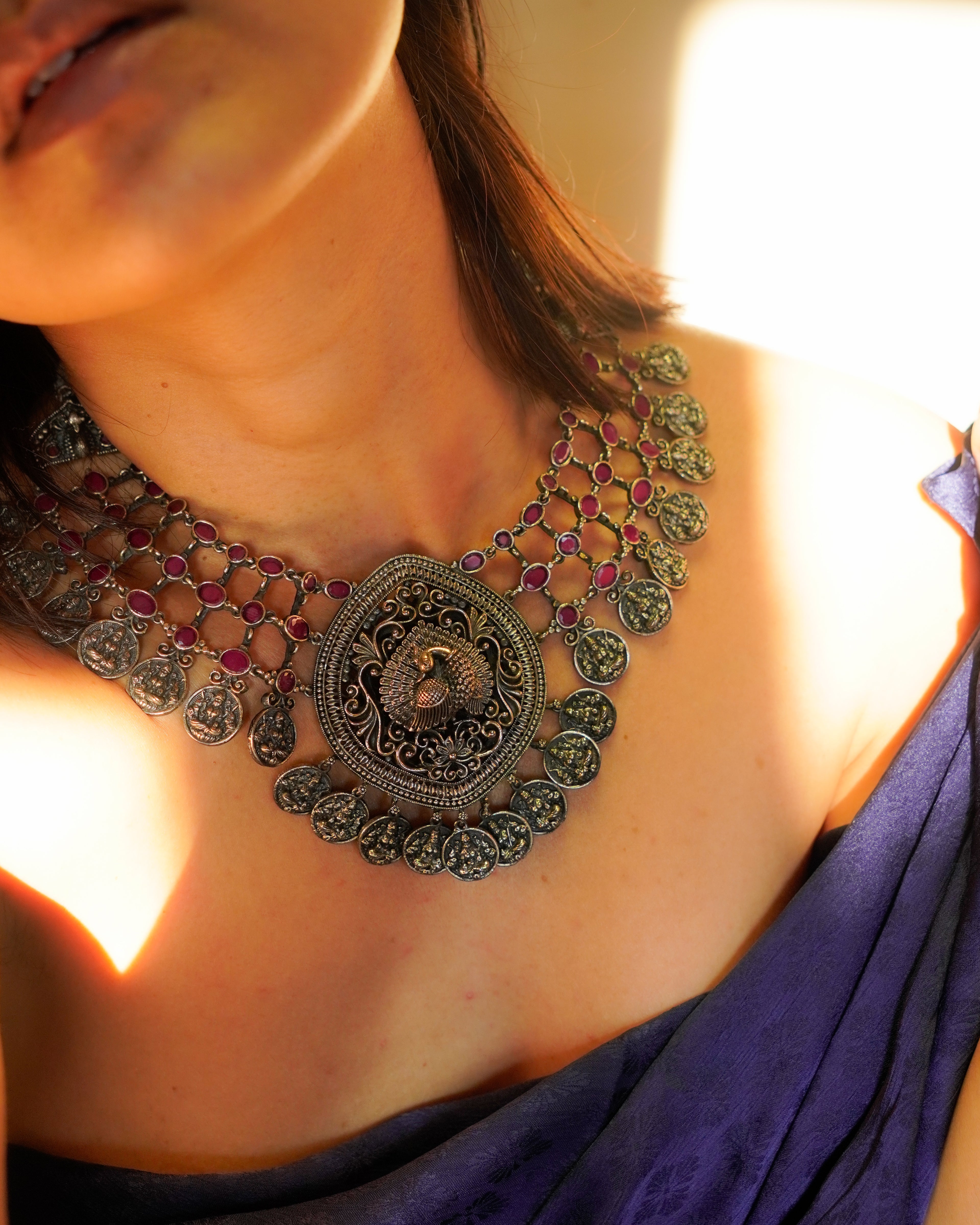 Anassa- Peacock Devi Coin Necklace Set