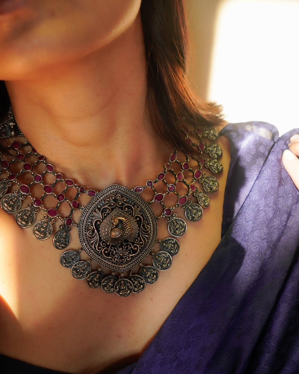 Anassa- Peacock Devi Coin Necklace Set