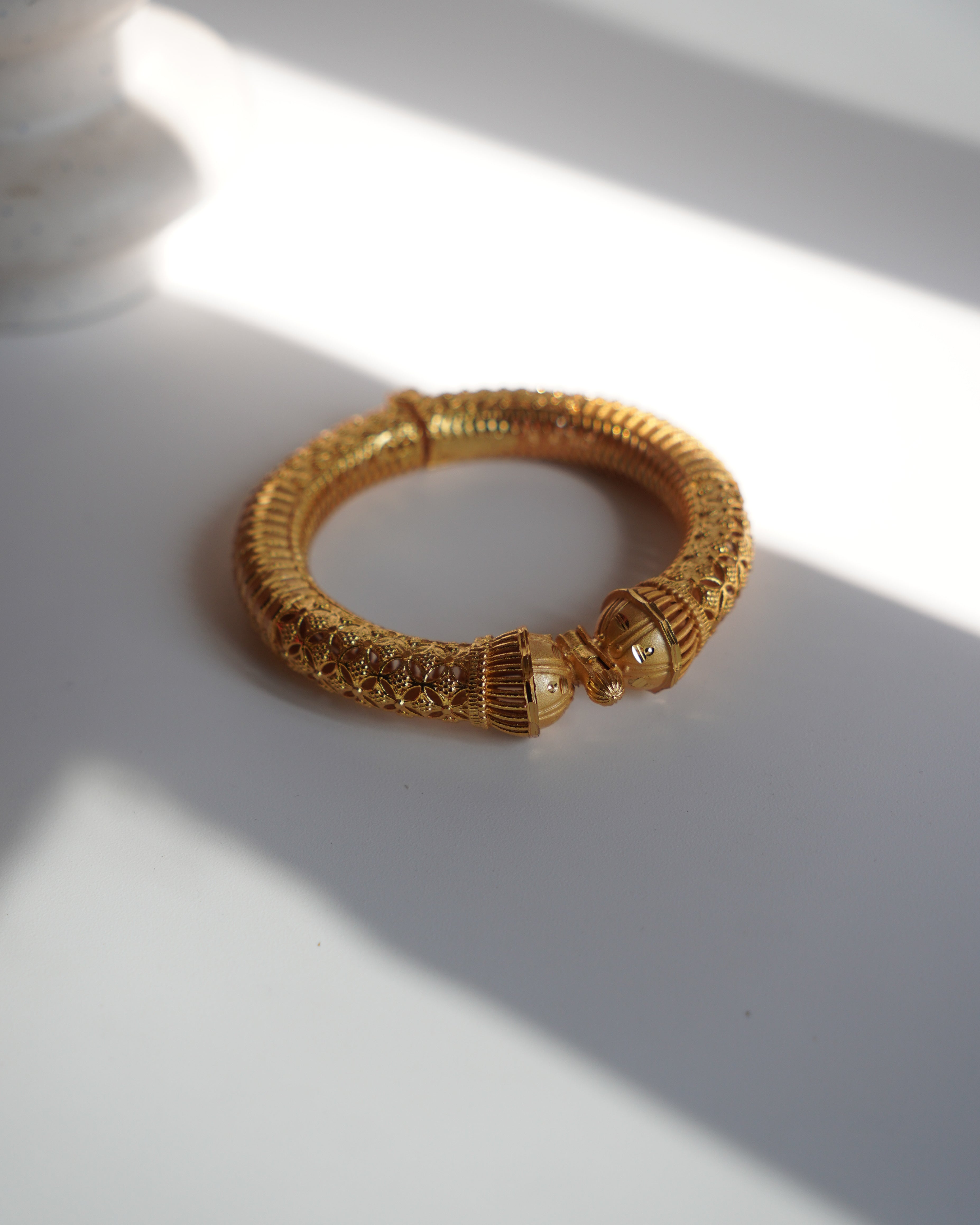 ORO-  Gold Brass Textured Designer Kada Bracelet
