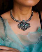 Anassa-Floral Peacock Folk Necklace Set