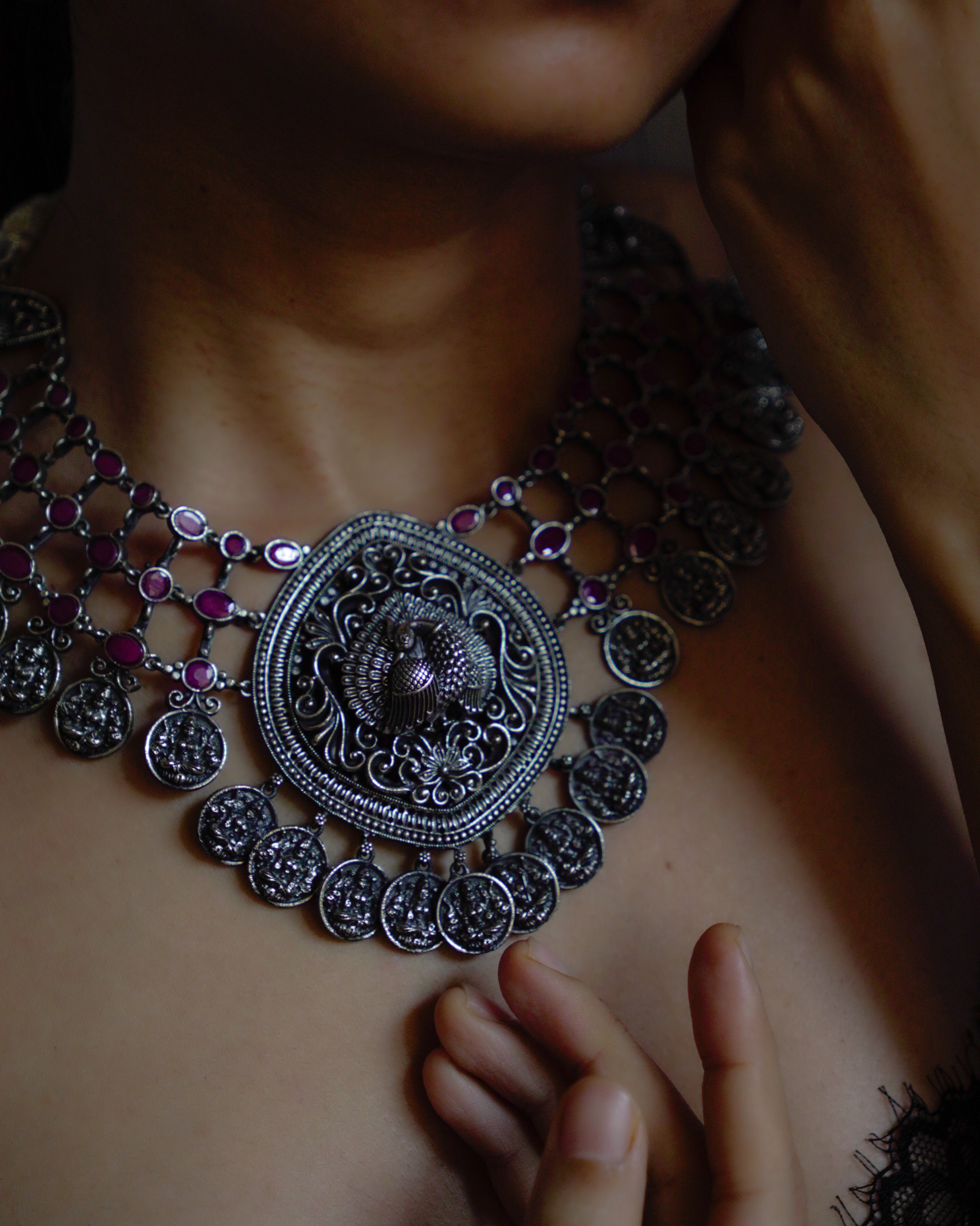 Anassa- Peacock Devi Coin Necklace Set