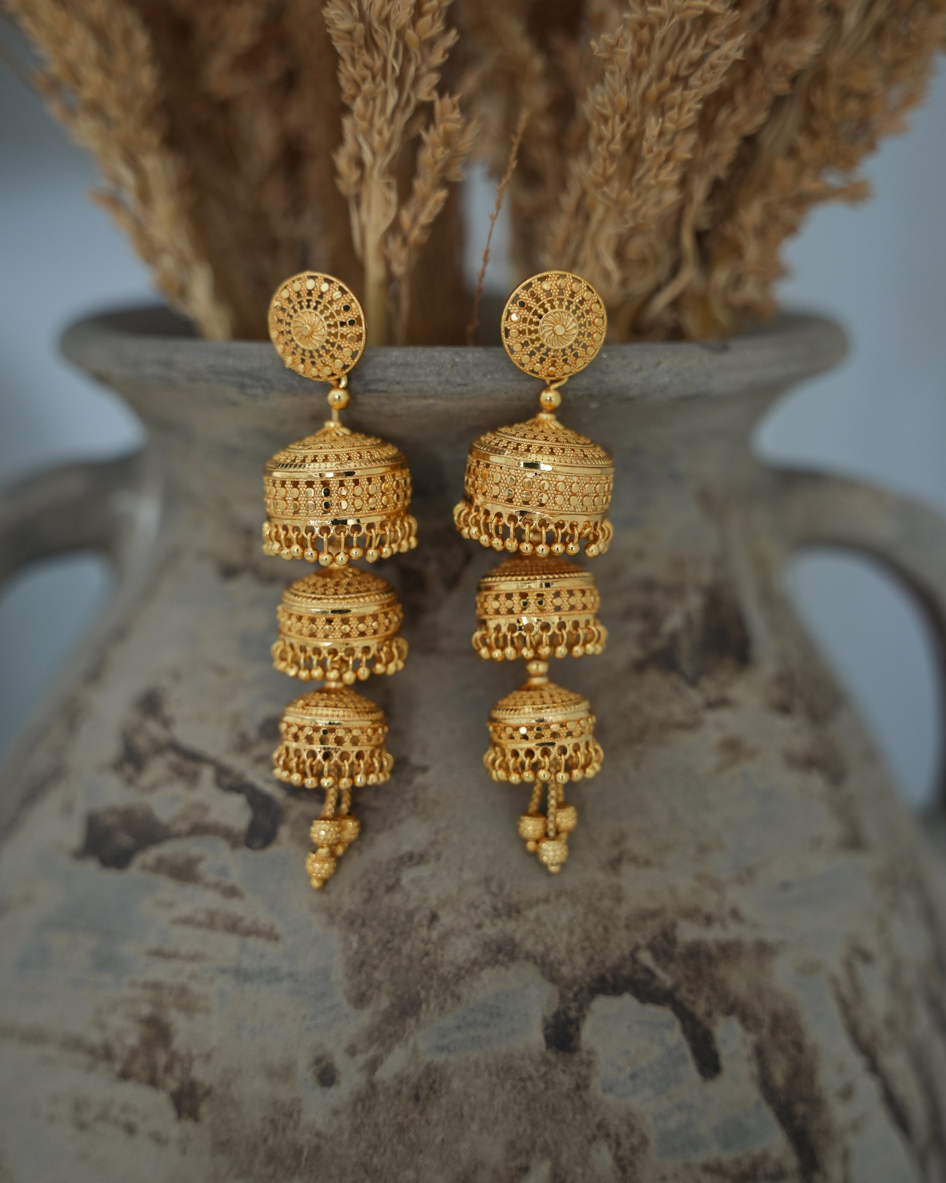 ORO-Goddess Jhumka Earrings