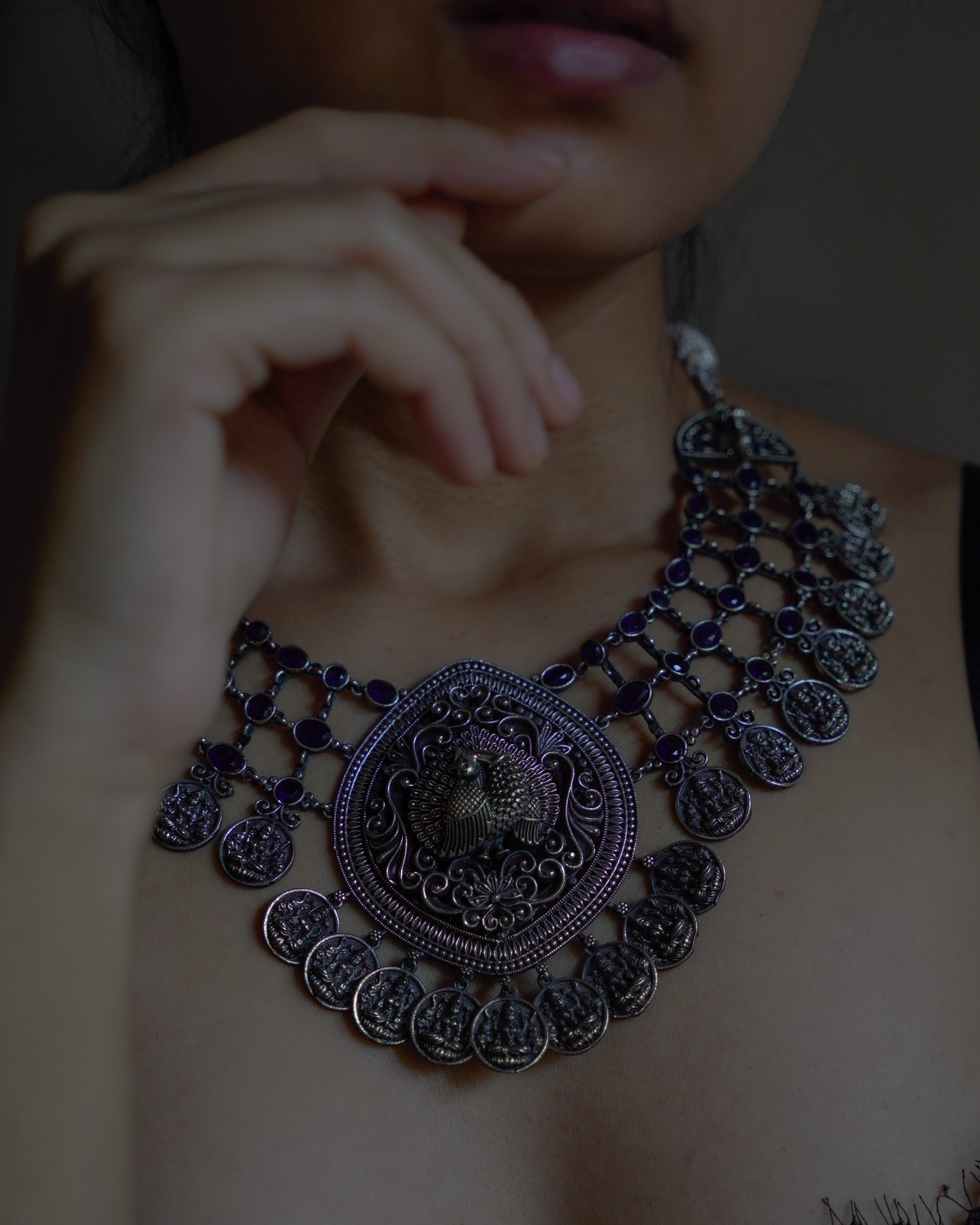 Anassa- Peacock Devi Coin Necklace Set