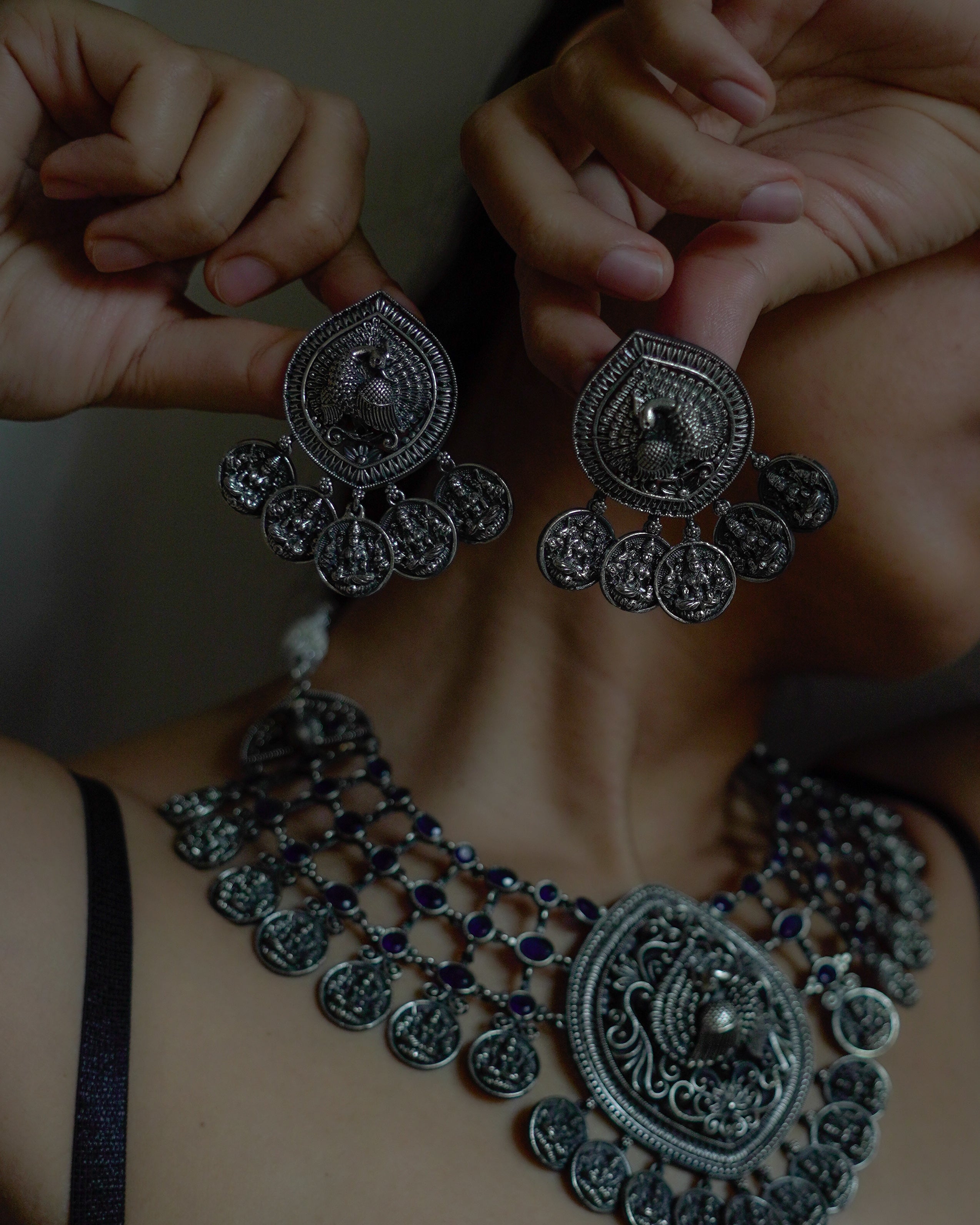 Anassa- Peacock Devi Coin Necklace Set