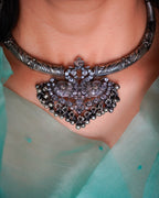 Anassa-Floral Peacock Folk Necklace Set