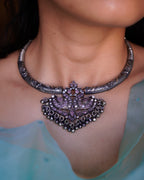 Anassa-Floral Peacock Folk Necklace Set