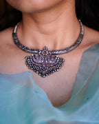 Anassa-Floral Peacock Folk Necklace Set