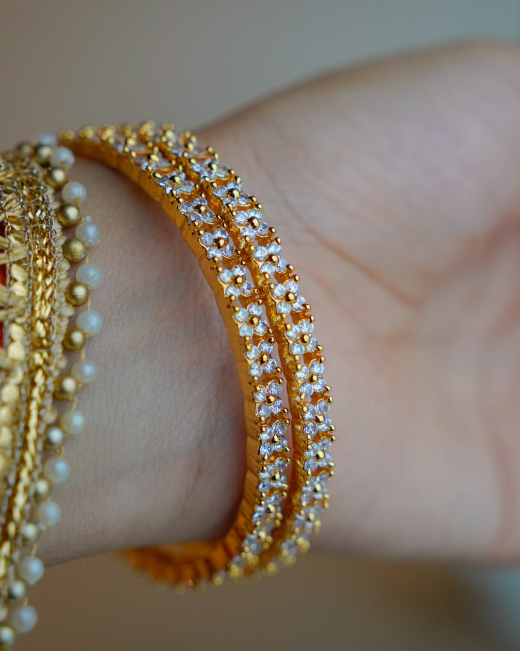 ORO- Beautiful AD Gold Plated Bangles