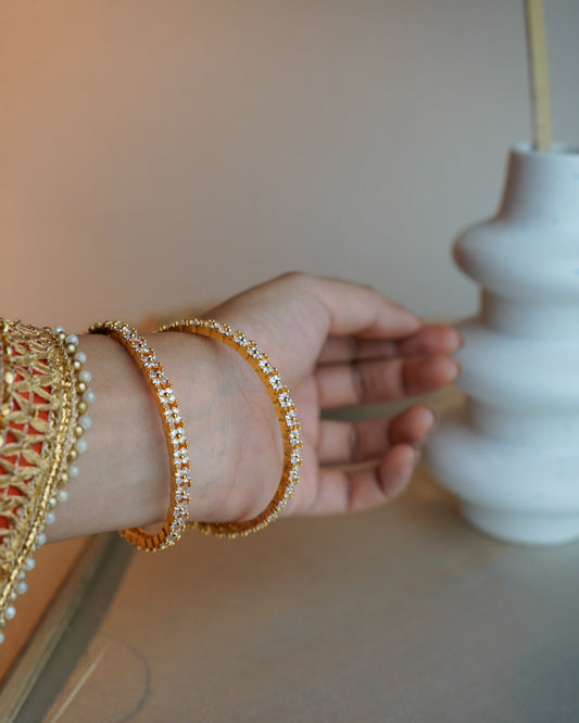 ORO- Beautiful AD Gold Plated Bangles