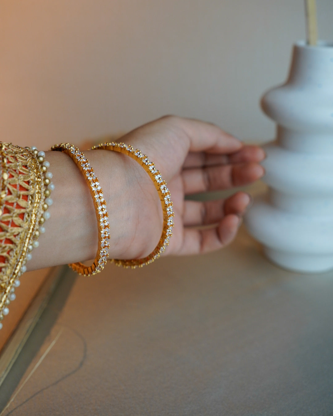 ORO- Beautiful AD Gold Plated Bangles
