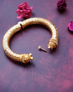 ORO-  Gold Brass Textured Designer Kada Bracelet