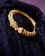 ORO-  Gold Brass Textured Designer Kada Bracelet