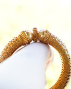 ORO-  Gold Brass Textured Designer Kada Bracelet
