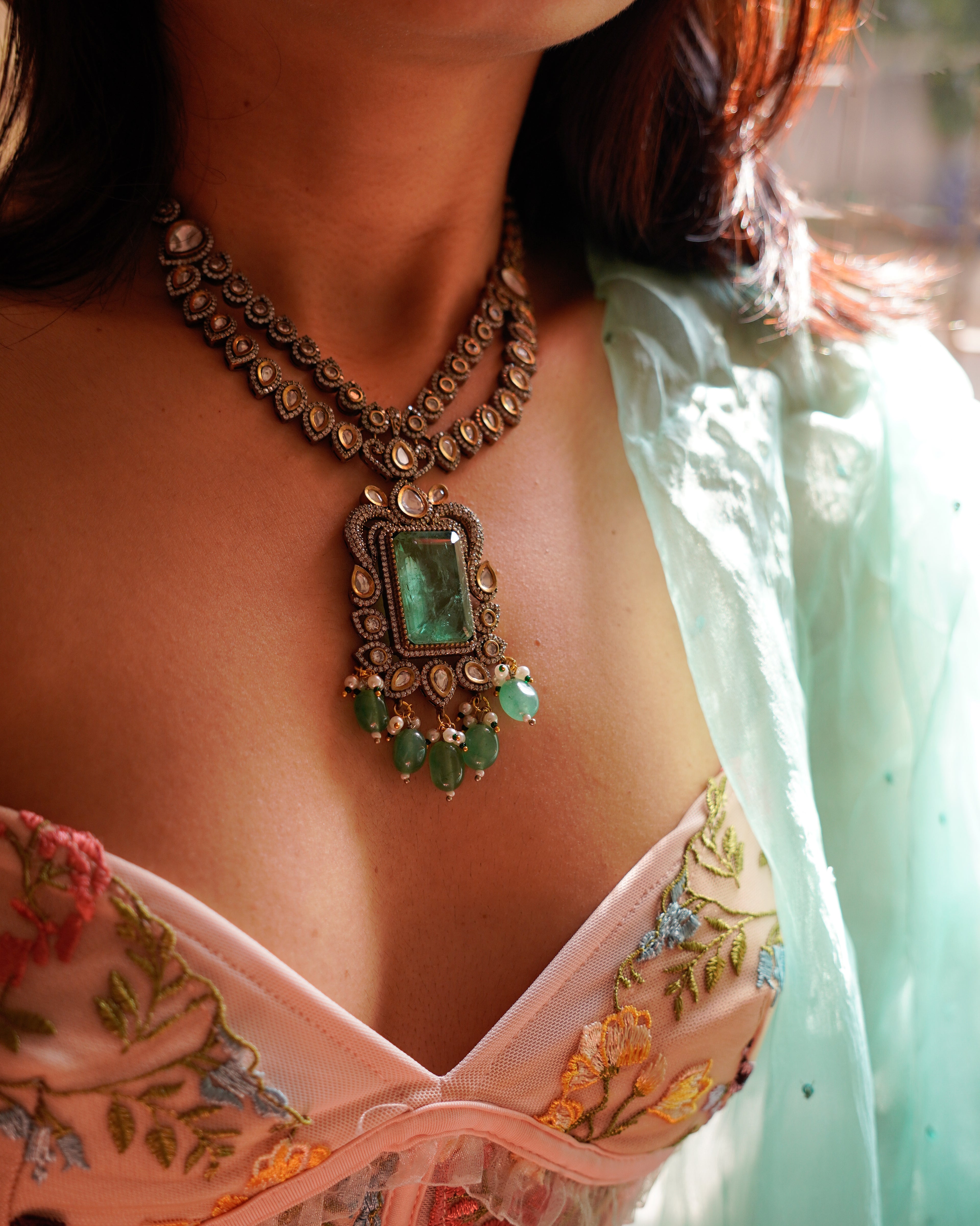 ROOP-Royal Victorian Kundan Stonework Necklace Set