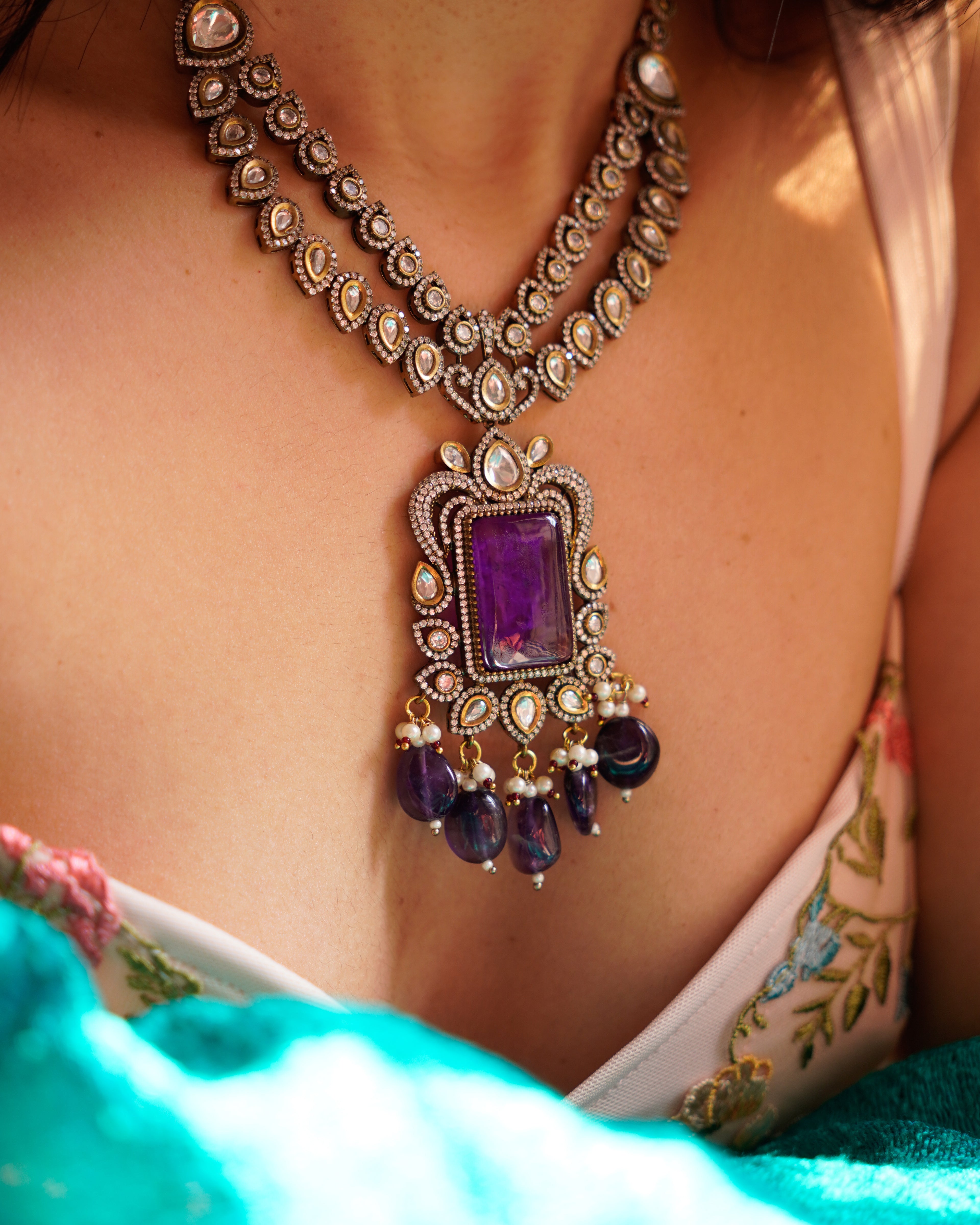 ROOP-Royal Victorian Kundan Stonework Necklace Set