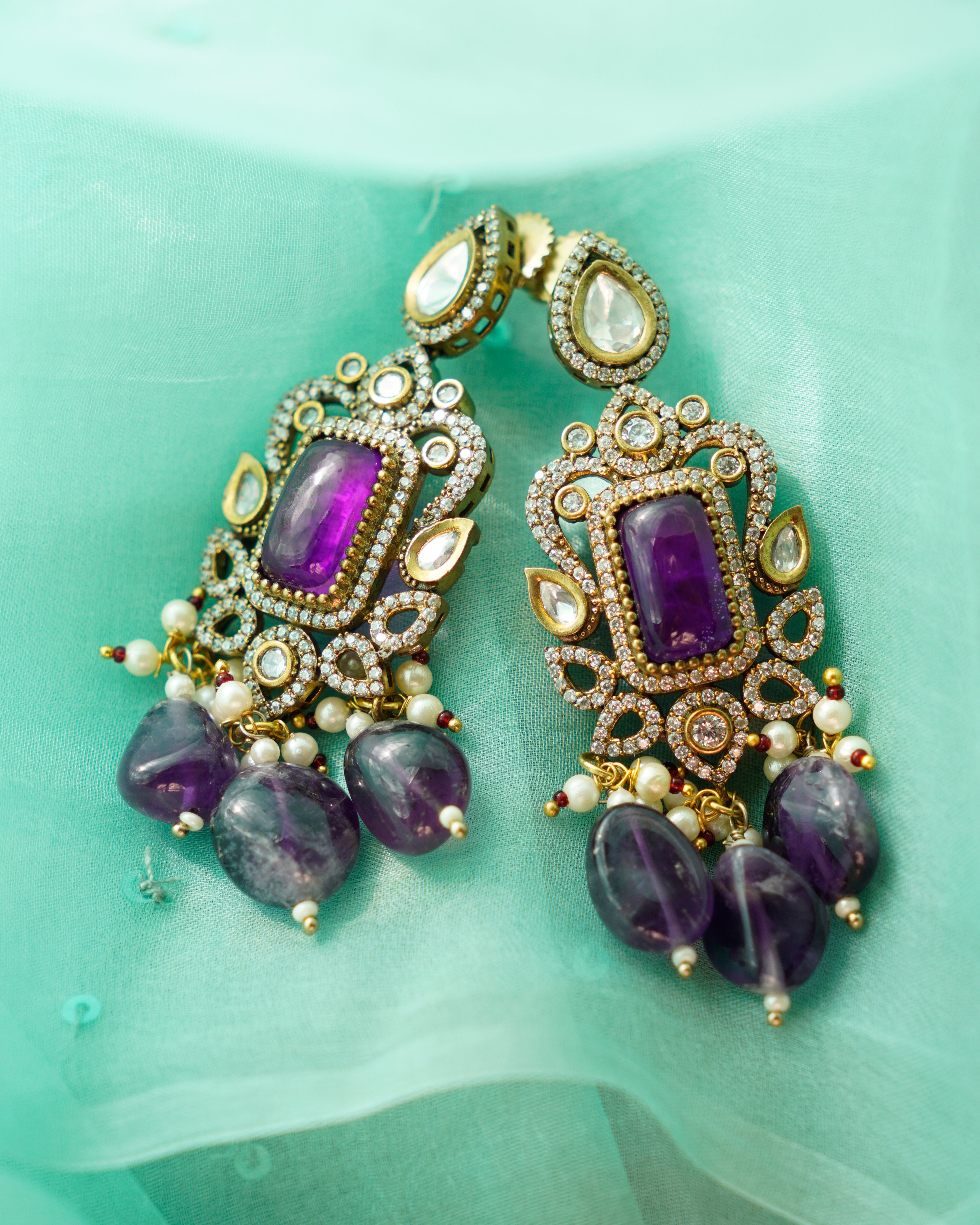ROOP-Royal Victorian Kundan Stonework Necklace Set